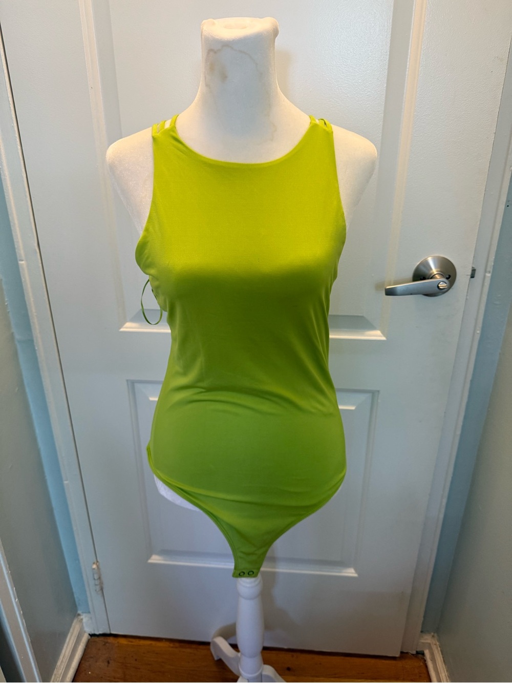 Express Lime Green High-Neck Stretch Bodysuit